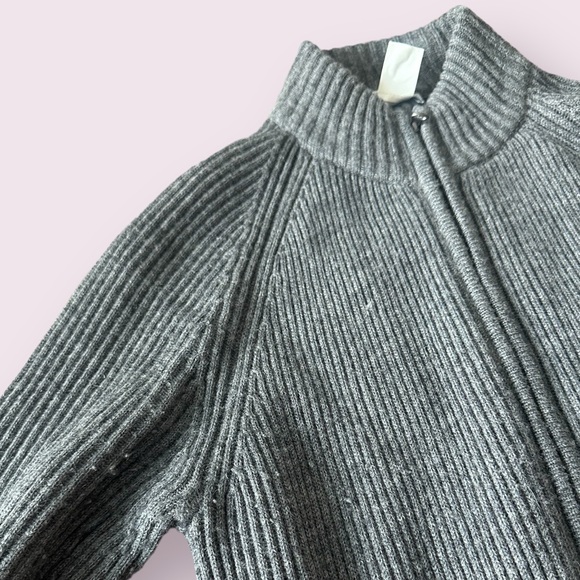 Women’s J. Crew Grey Wool Zip Front Long Sweater With Belt Size Medium - Picture 6 of 11